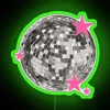 Pink mirror ball disco ambiance with vibrant neon RGB lighting