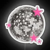 Vibrant pink mirror ball disco light with RGB LED neon glow