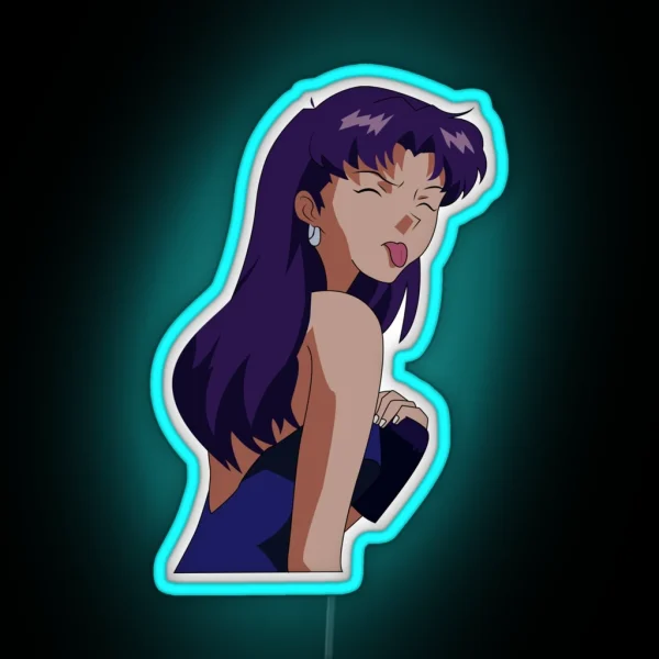 Misato Sticking Out His Tongue RGB Neon Sign