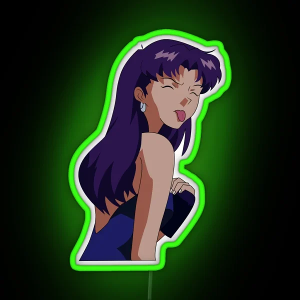 Misato Sticking Out His Tongue RGB Neon Sign