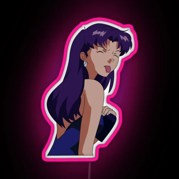 Misato Sticking Out His Tongue RGB Neon Sign