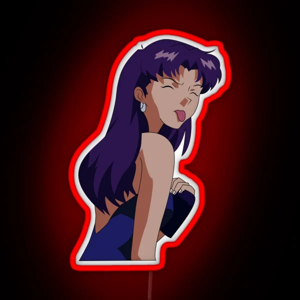 Misato Sticking Out His Tongue RGB Neon Sign
