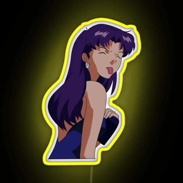 Misato Sticking Out His Tongue RGB Neon Sign