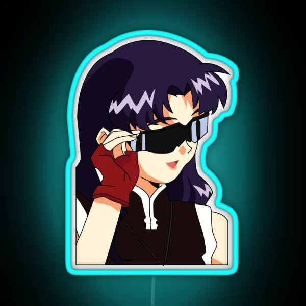 Misato With Glasses Evangelion RGB Neon Sign