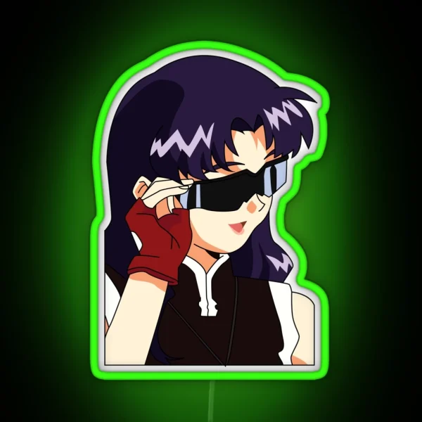 Misato With Glasses Evangelion RGB Neon Sign