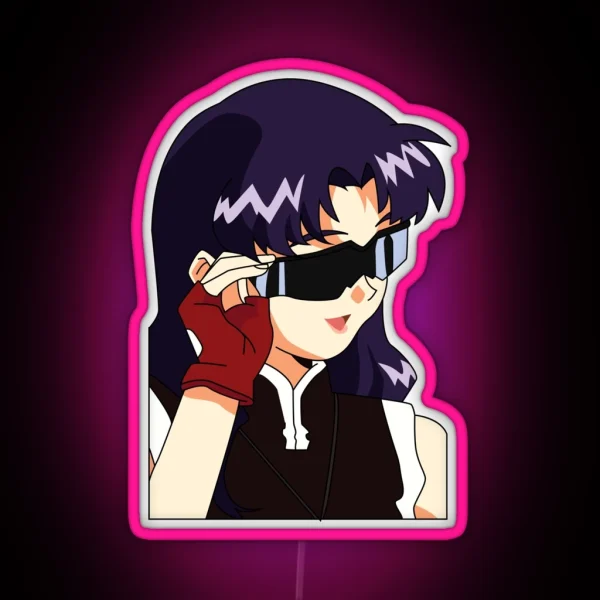 Misato With Glasses Evangelion RGB Neon Sign