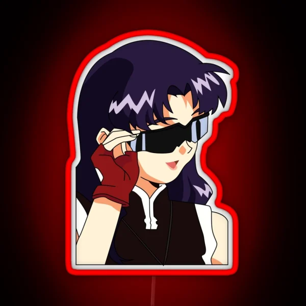 Misato With Glasses Evangelion RGB Neon Sign