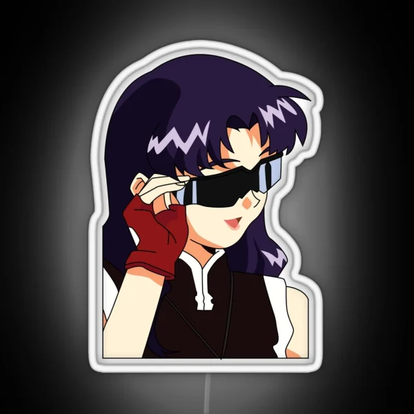 Misato With Glasses Evangelion RGB Neon Sign