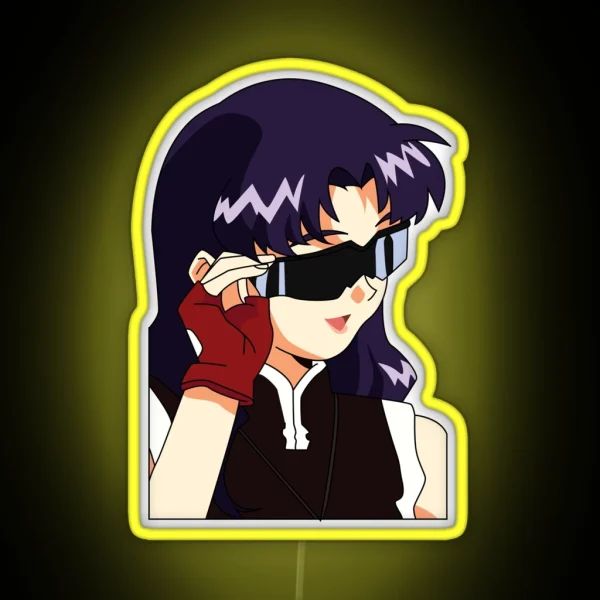Misato With Glasses Evangelion RGB Neon Sign