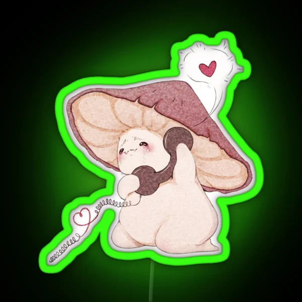 Miss You Cute Mushroom On The Phone RGB Neon Sign