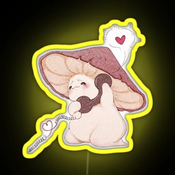 Miss You Cute Mushroom On The Phone RGB Neon Sign
