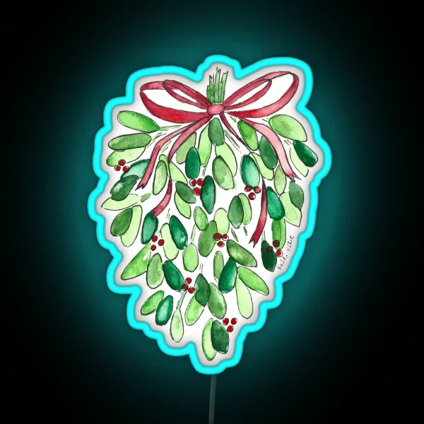 Mistletoe Watercolor RGB Neon Sign