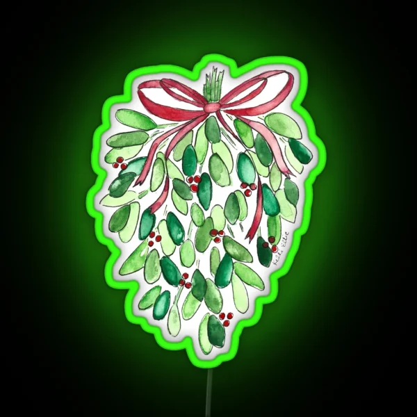 Mistletoe Watercolor RGB Neon Sign