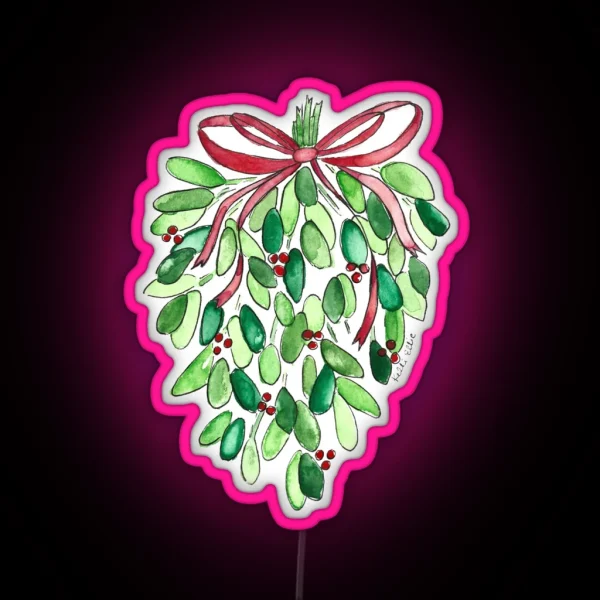 Mistletoe Watercolor RGB Neon Sign
