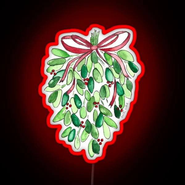 Mistletoe Watercolor RGB Neon Sign