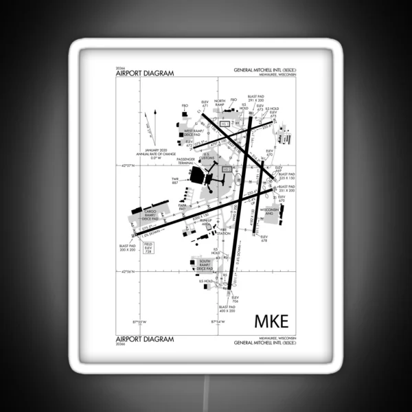 Mitchell Airport Diagram RGB Neon Sign