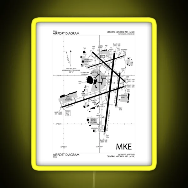 Mitchell Airport Diagram RGB Neon Sign