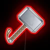 Thor's mighty hammer illuminated with vibrant RGB neon glow effect