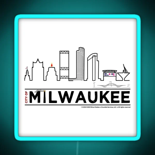MKE City Skyline Milwaukee WI RGB Neon Sign