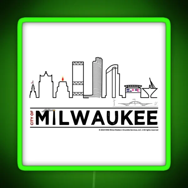 MKE City Skyline Milwaukee WI RGB Neon Sign