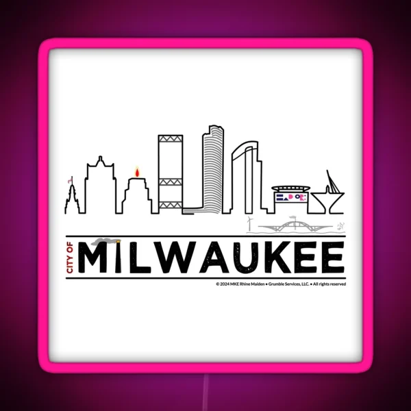 MKE City Skyline Milwaukee WI RGB Neon Sign