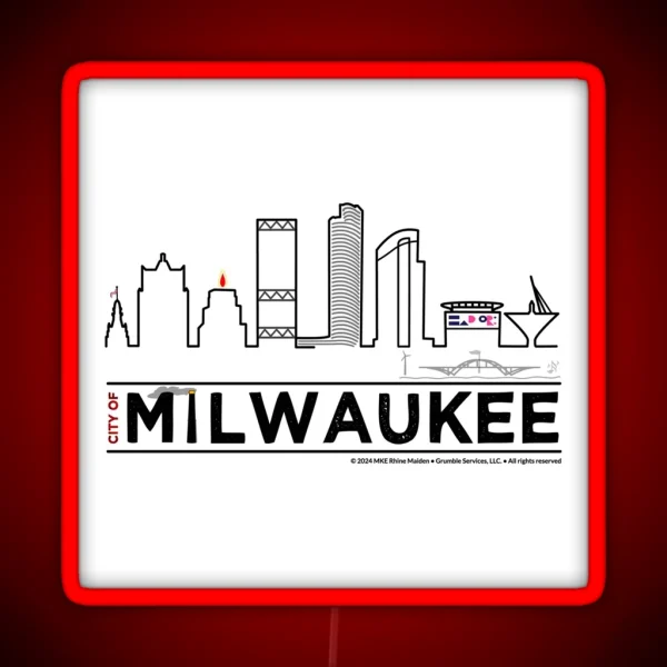 MKE City Skyline Milwaukee WI RGB Neon Sign
