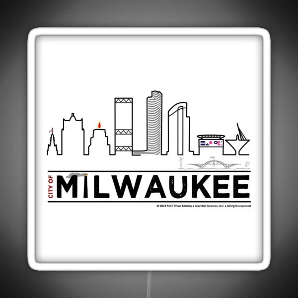 MKE City Skyline Milwaukee WI RGB Neon Sign