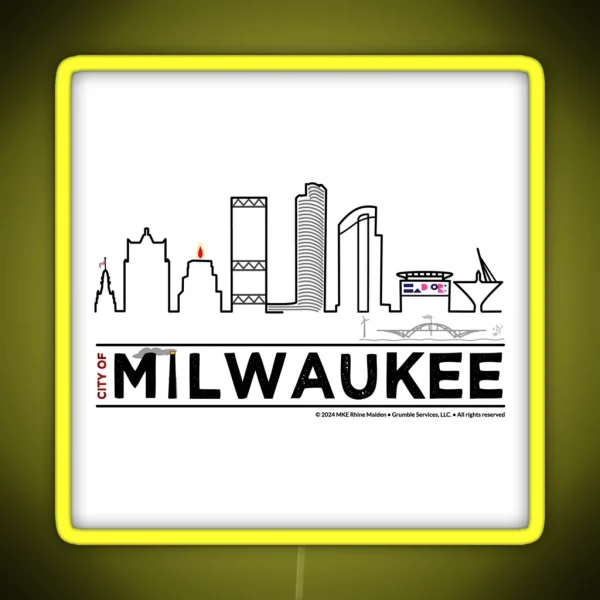 MKE City Skyline Milwaukee WI RGB Neon Sign