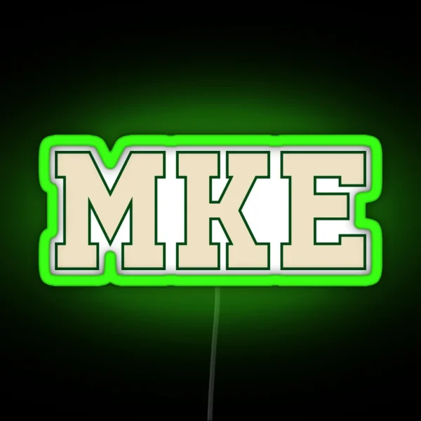 MKE Milwaukee University Font Design RGB Neon Sign