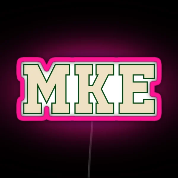 MKE Milwaukee University Font Design RGB Neon Sign
