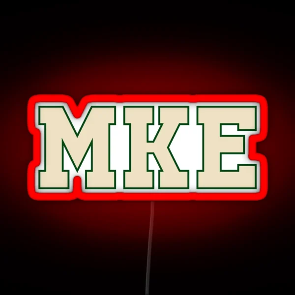 MKE Milwaukee University Font Design RGB Neon Sign