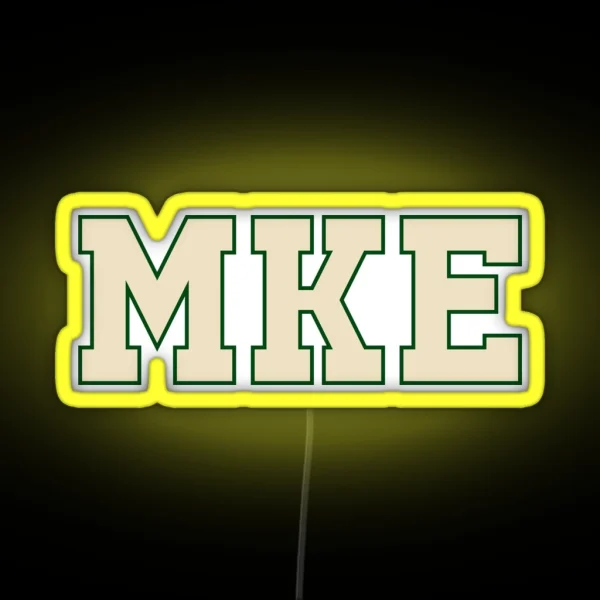 MKE Milwaukee University Font Design RGB Neon Sign