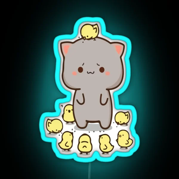 Mochi Mochi Peach Cat Long RGB Neon Sign