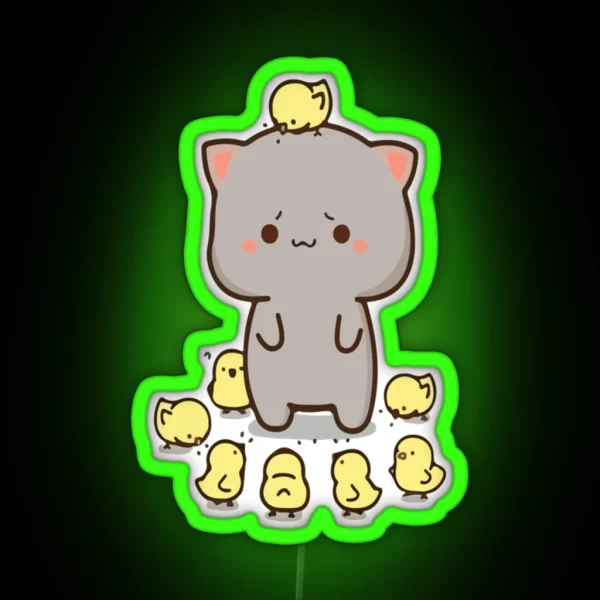 Mochi Mochi Peach Cat Long RGB Neon Sign