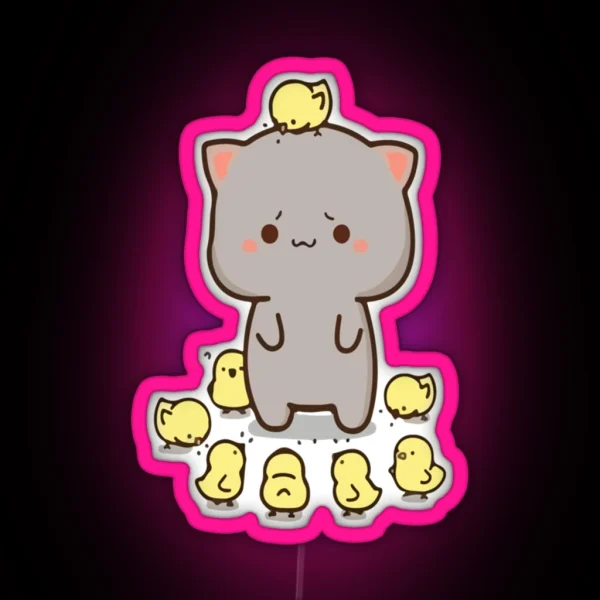 Mochi Mochi Peach Cat Long RGB Neon Sign