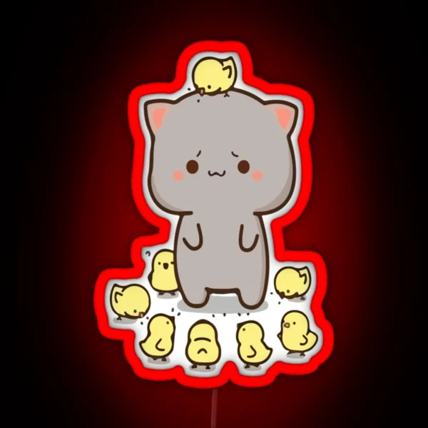 Mochi Mochi Peach Cat Long RGB Neon Sign