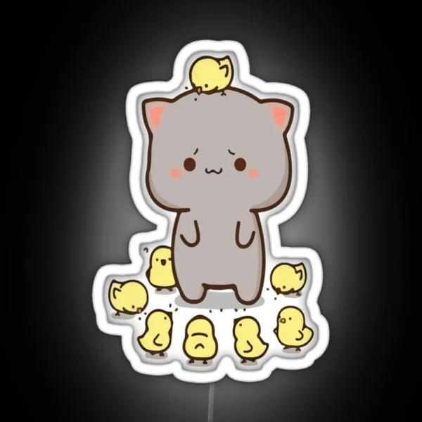 Mochi Mochi Peach Cat Long RGB Neon Sign