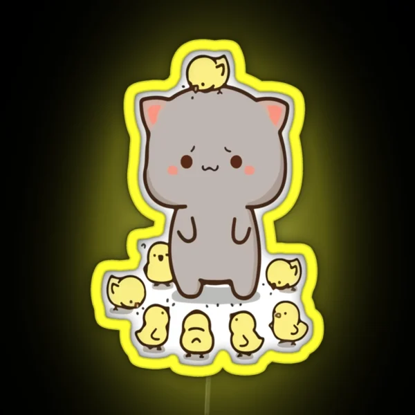 Mochi Mochi Peach Cat Long RGB Neon Sign