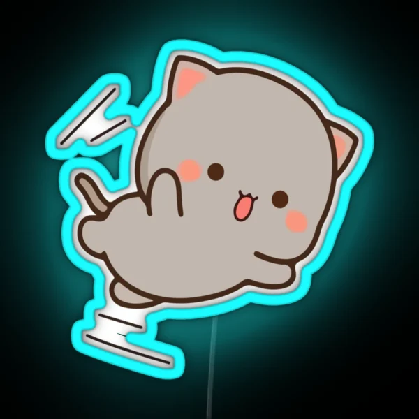 Mochi Mochi Peach Cat Long RGB Neon Sign