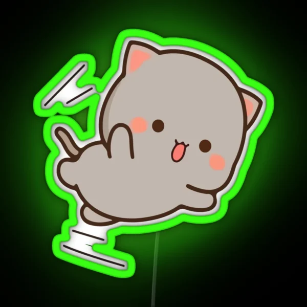 Mochi Mochi Peach Cat Long RGB Neon Sign