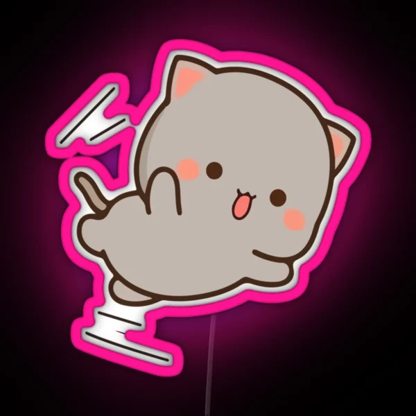 Mochi Mochi Peach Cat Long RGB Neon Sign