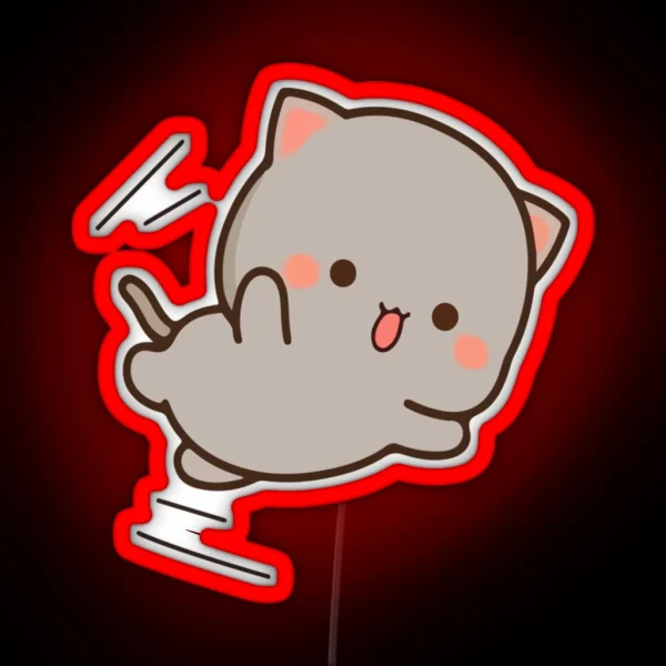 Mochi Mochi Peach Cat Long RGB Neon Sign