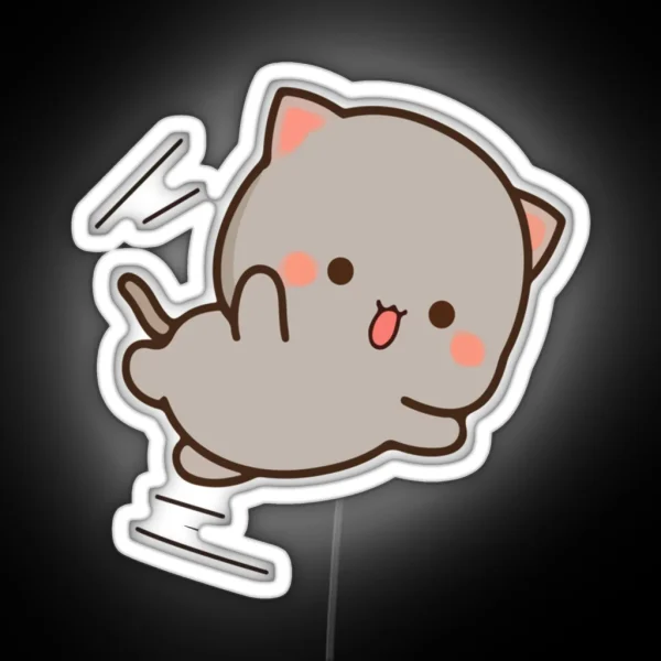 Mochi Mochi Peach Cat Long RGB Neon Sign