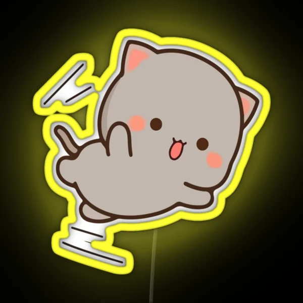 Mochi Mochi Peach Cat Long RGB Neon Sign