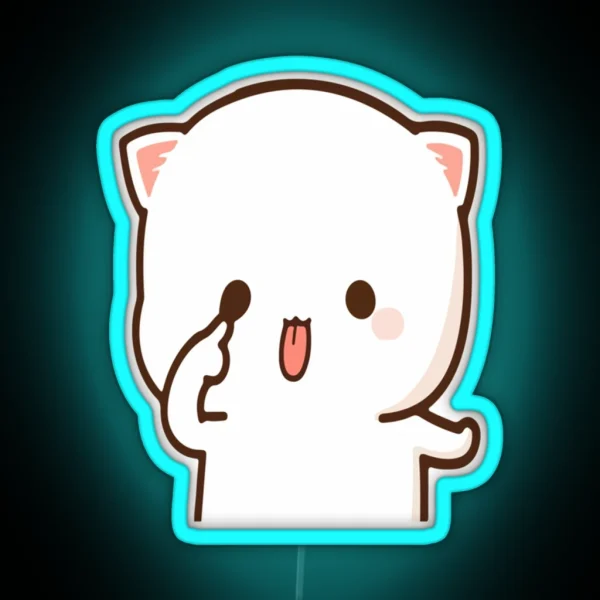 Mochi Mochi Peach Cat Long RGB Neon Sign