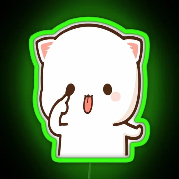 Mochi Mochi Peach Cat Long RGB Neon Sign