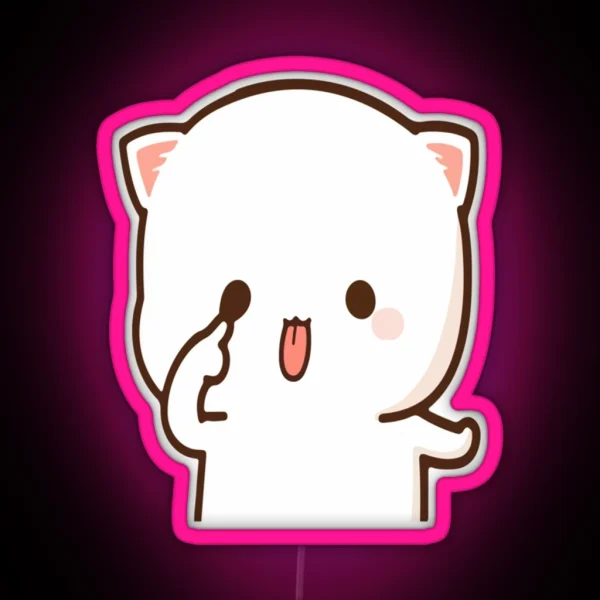 Mochi Mochi Peach Cat Long RGB Neon Sign