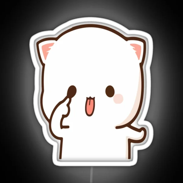 Mochi Mochi Peach Cat Long RGB Neon Sign