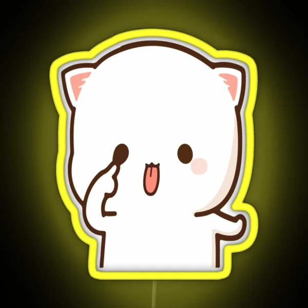 Mochi Mochi Peach Cat Long RGB Neon Sign