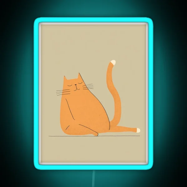 Modern Cat Print High Quality Artwork For Minimalist RGB Neon Sign